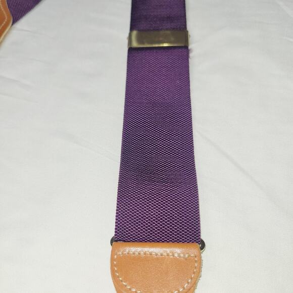 Dooney & Bourke Suspenders Mens One Size Purple Tan Leather Button End Y-Back - Picture 2 of 8